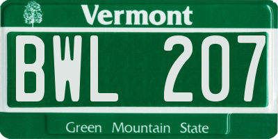 VT license plate BWL207