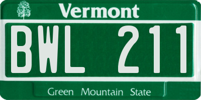 VT license plate BWL211