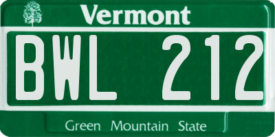 VT license plate BWL212