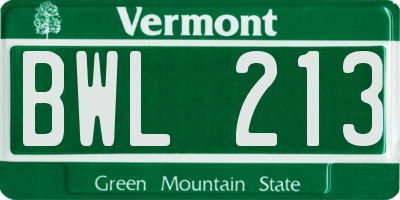 VT license plate BWL213