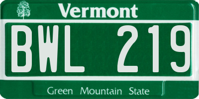 VT license plate BWL219
