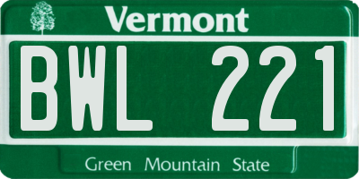 VT license plate BWL221