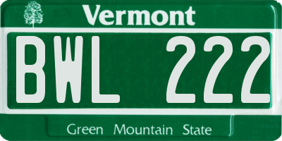 VT license plate BWL222