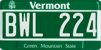 VT license plate BWL224
