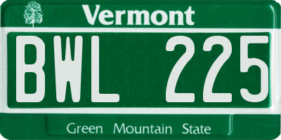 VT license plate BWL225