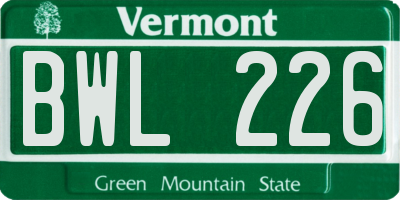 VT license plate BWL226
