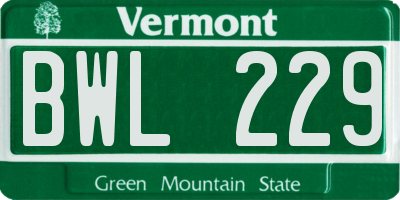VT license plate BWL229
