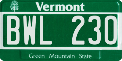 VT license plate BWL230
