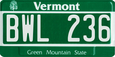 VT license plate BWL236