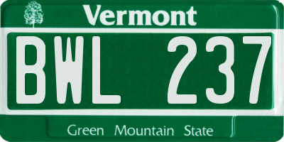 VT license plate BWL237