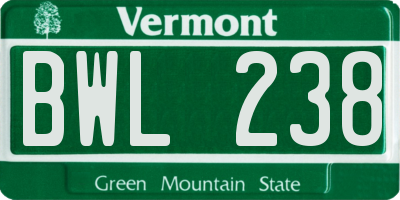 VT license plate BWL238
