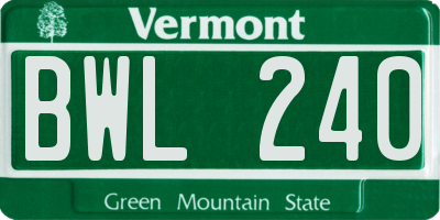 VT license plate BWL240