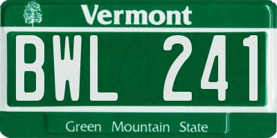 VT license plate BWL241