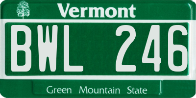 VT license plate BWL246