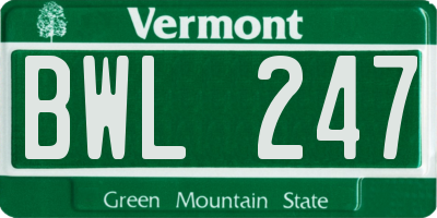 VT license plate BWL247