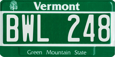 VT license plate BWL248