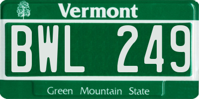 VT license plate BWL249