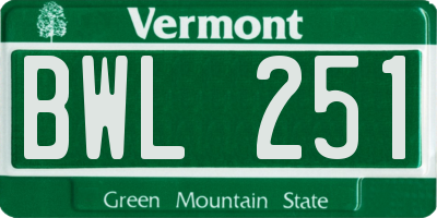 VT license plate BWL251