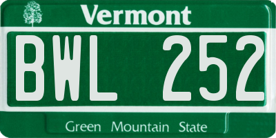 VT license plate BWL252