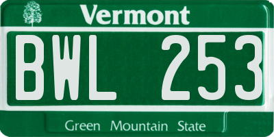 VT license plate BWL253