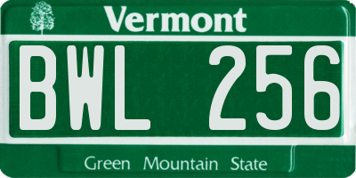 VT license plate BWL256
