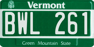 VT license plate BWL261