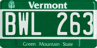VT license plate BWL263