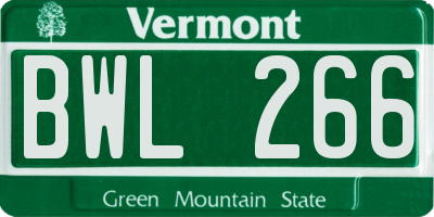 VT license plate BWL266
