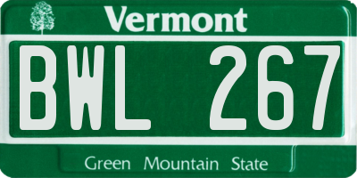 VT license plate BWL267