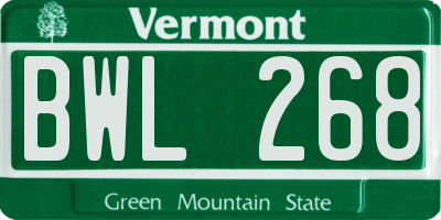 VT license plate BWL268