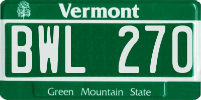 VT license plate BWL270
