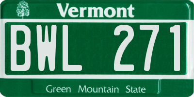 VT license plate BWL271