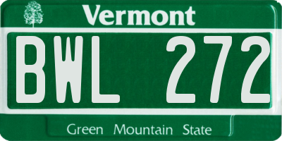 VT license plate BWL272