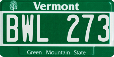 VT license plate BWL273