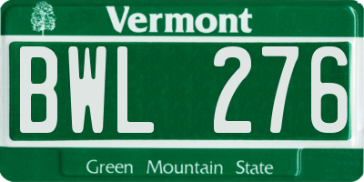 VT license plate BWL276