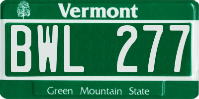 VT license plate BWL277
