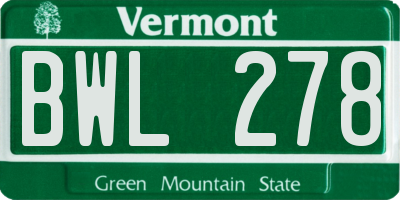 VT license plate BWL278