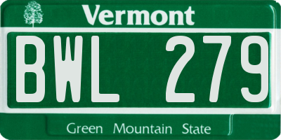 VT license plate BWL279