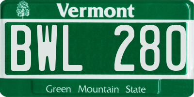 VT license plate BWL280