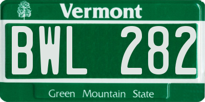 VT license plate BWL282