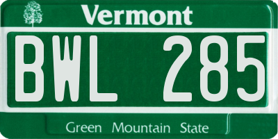 VT license plate BWL285