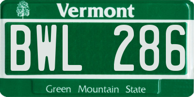 VT license plate BWL286