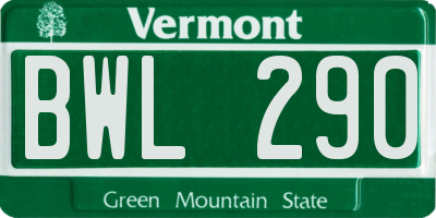 VT license plate BWL290