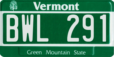VT license plate BWL291