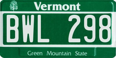 VT license plate BWL298