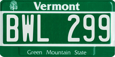 VT license plate BWL299