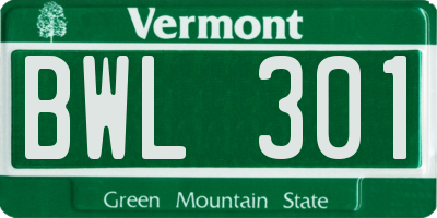 VT license plate BWL301