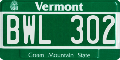 VT license plate BWL302