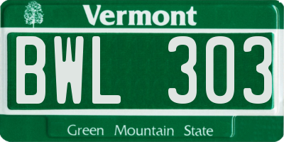 VT license plate BWL303
