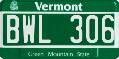 VT license plate BWL306